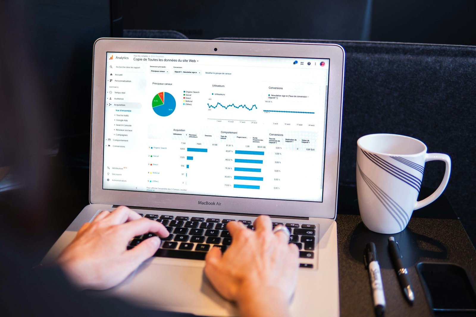 Search and website performance analytics for evaluating SEO progress